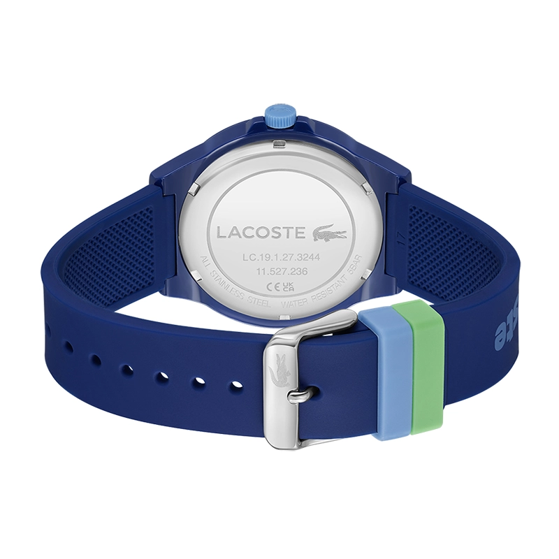 Reloj Lacoste analogo, para Hombre, tablero redondo, estilo sin numeros, pulso silicona