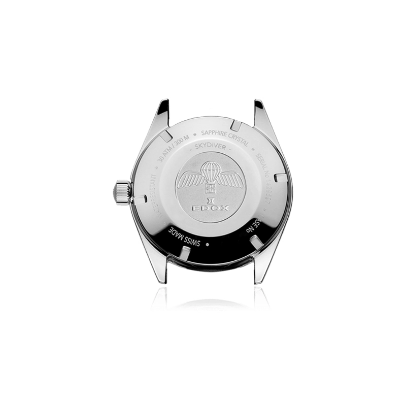 Reloj Edox análogo, Unisex, tablero redondo color azul, estilo index, pulso acero color plateado, calendario