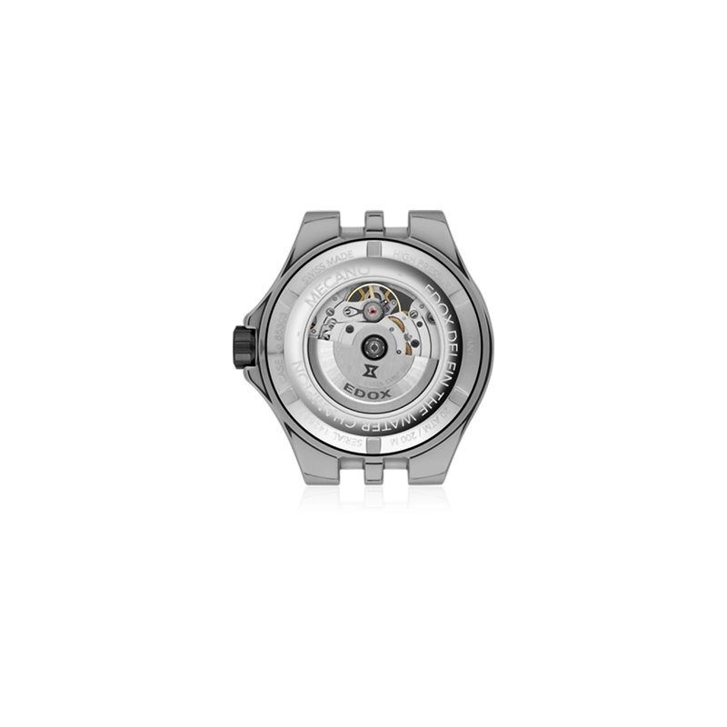 Reloj Edox análogo, para Hombre, tablero redondo colores negro y plateado, estilo index, pulso silicona color negro
