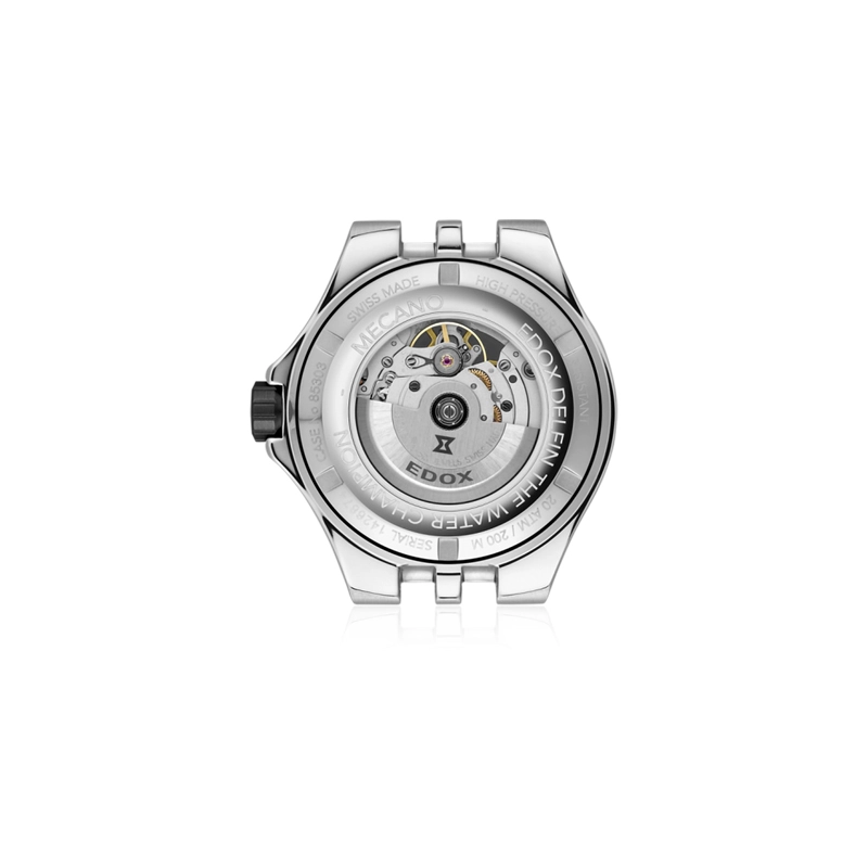 Reloj Edox análogo, para Hombre, tablero redondo colores plateado y verde, estilo index, pulso silicona color negro