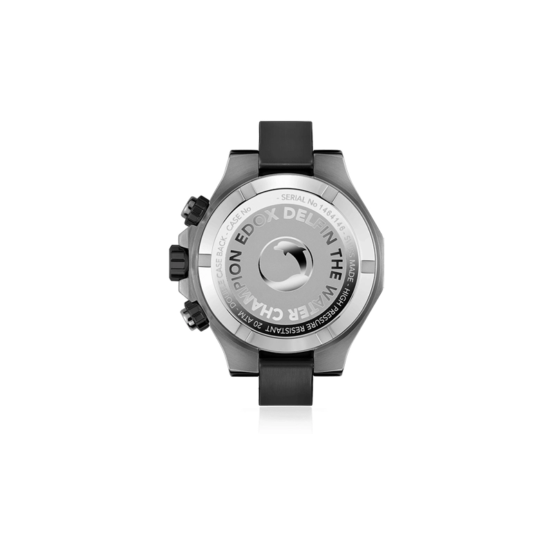 Reloj Edox análogo, para Hombre, tablero redondo color negro, estilo index, pulso silicona color negro, calendario, cronografo