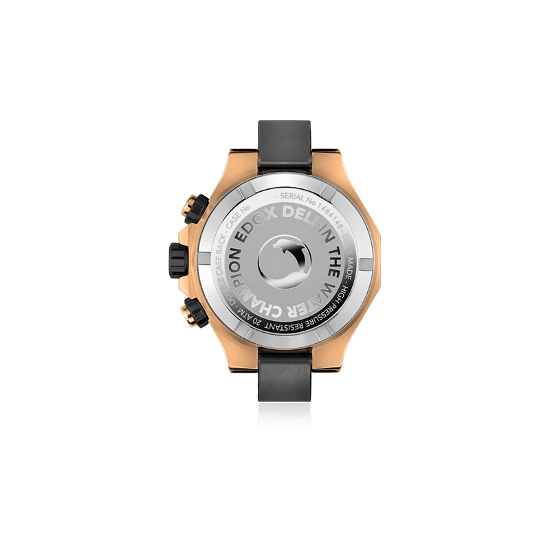 Reloj Edox análogo, para Hombre, tablero redondo color negro, estilo index, pulso silicona color negro, calendario, cronografo