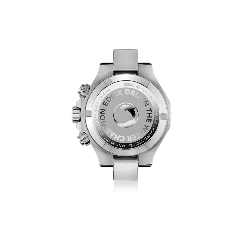 Reloj Edox análogo, para Hombre, tablero redondo color azul, estilo index, pulso silicona color blanco, calendario, cronografo