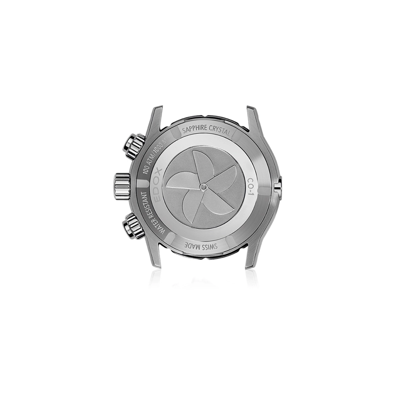 Reloj Edox análogo, para Hombre, tablero redondo color azul, estilo index + arábigo, pulso titanium color plateado, calendario, cronografo