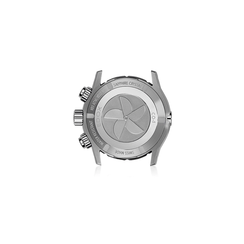 Reloj Edox análogo, para Hombre, tablero redondo color verde, estilo index + arábigo, pulso silicona color blanco, calendario, cronografo