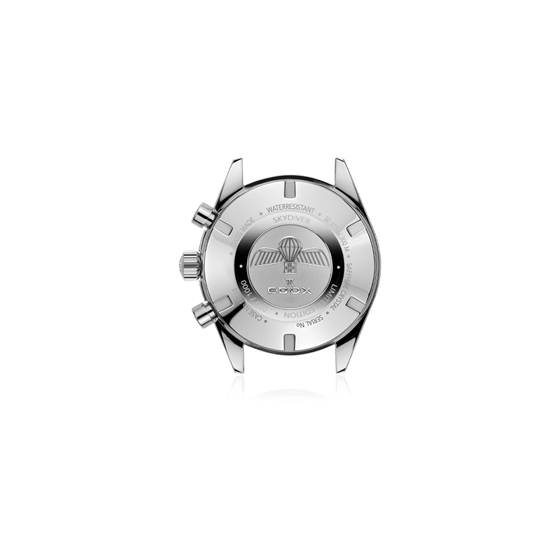 Reloj Edox análogo, para Hombre, tablero redondo color azul, estilo index, pulso acero color plateado, calendario, cronografo