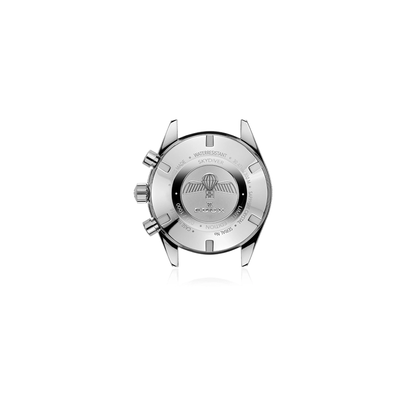 Reloj Edox análogo, para Hombre, tablero redondo colores gris y negro, estilo index, pulso acero color plateado, calendario, cronografo