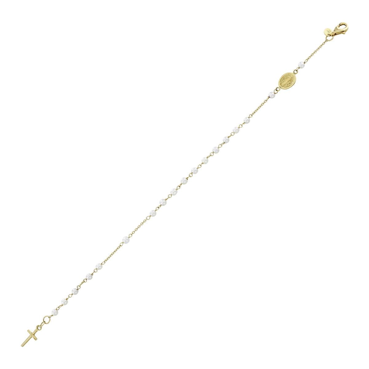 Pulsera en oro amarillo de 18 Kilates, con perlas de 3 mm de ancho aprox, 19 cm. de largo, 1 mm. de ancho