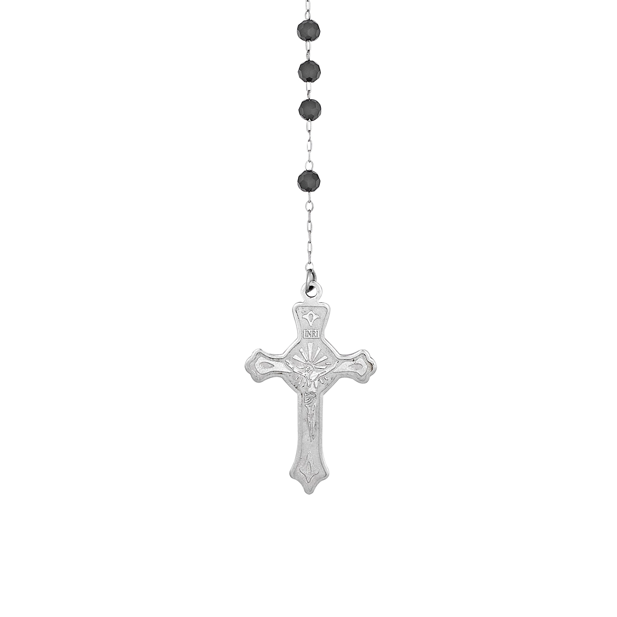 Rosario en acero, Camándula, con cristales, 70 cm. de largo, 1 mm. de ancho, de la coleccion Forza
