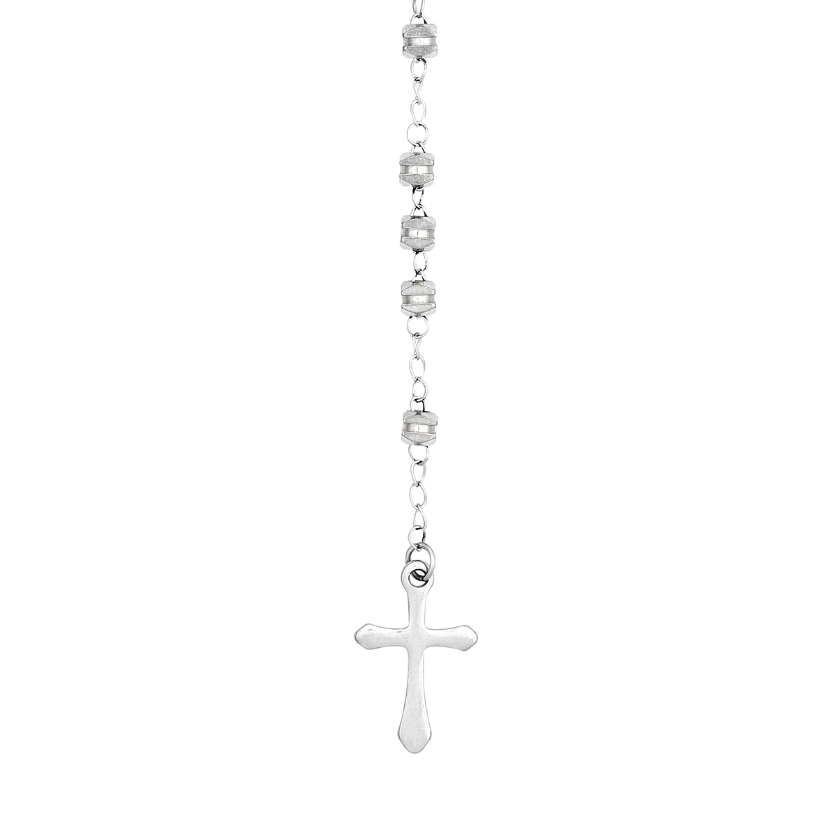 Rosario en acero, Camándula, 70 cm. de largo, 2 mm. de ancho, de la coleccion Forza