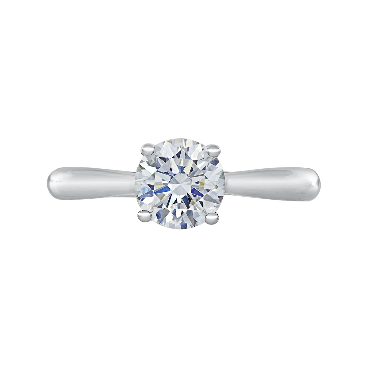 Anillo de compromiso solitario uñas, con diamante de laboratorio central redondo IGI de 1.00ct, oro tono blanco 18k, rodinado
