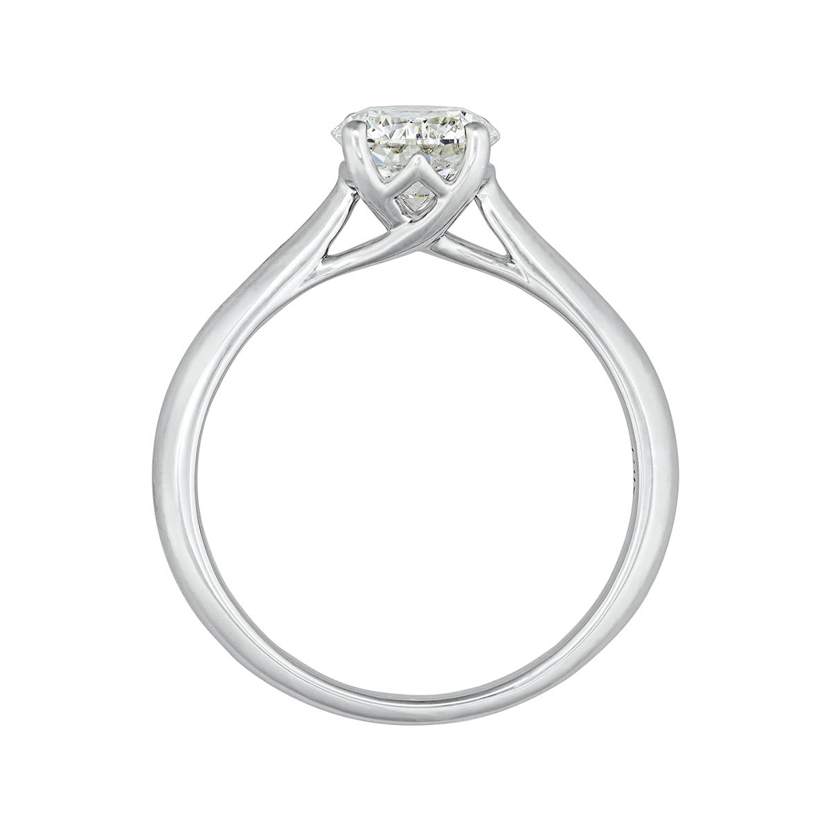 Anillo de compromiso solitario uñas, con diamante de laboratorio central redondo IGI de 1.00ct, oro tono blanco 18k, rodinado