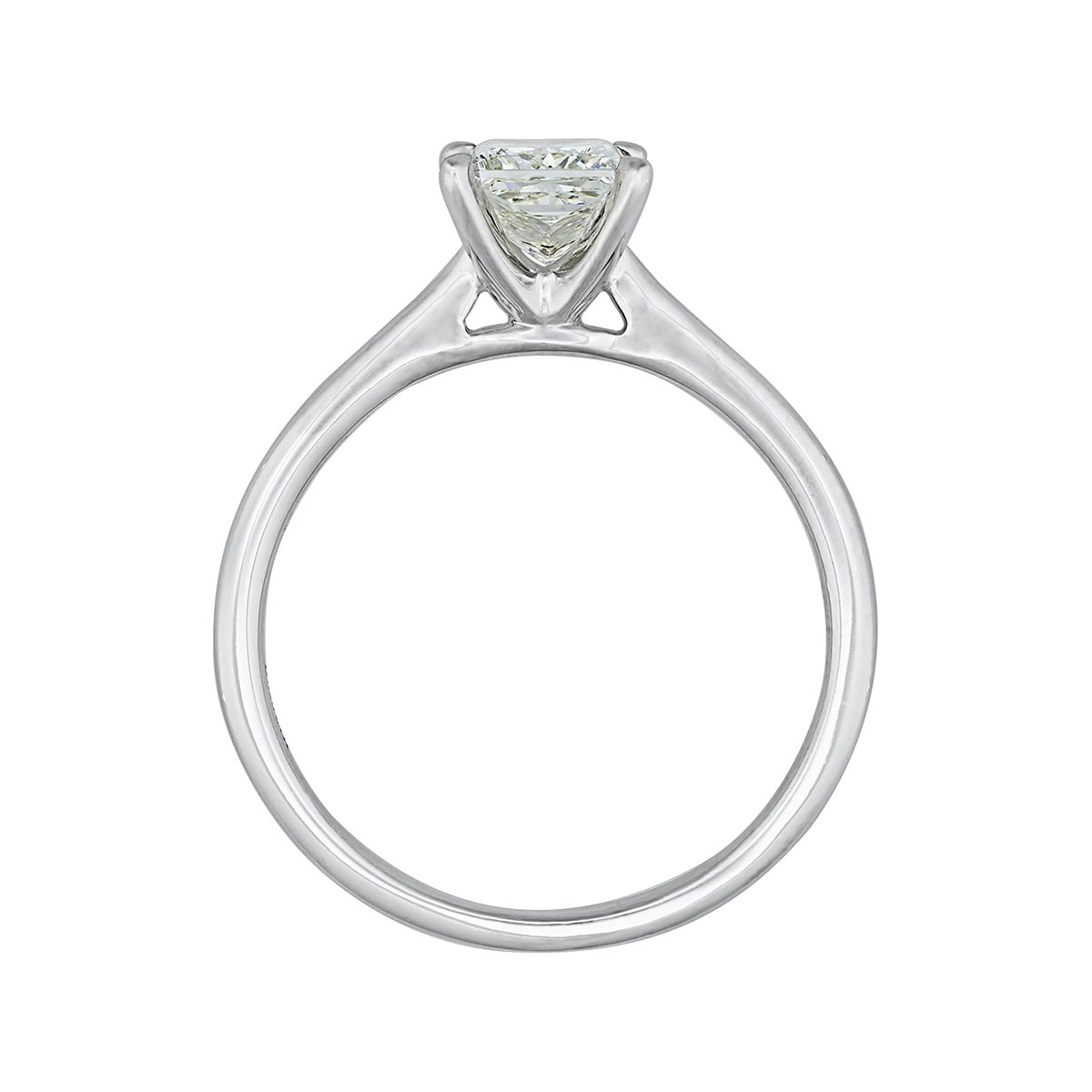 Anillo de compromiso solitario uñas, con diamante de laboratorio central princess IGI de 1.00ct, oro tono blanco 18k, rodinado