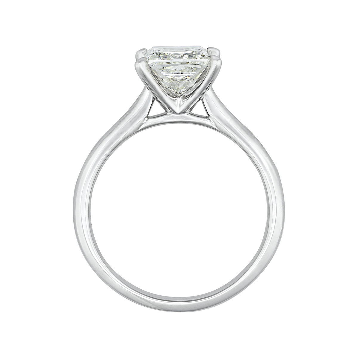 Anillo de compromiso solitario uñas, con diamante de laboratorio central princess IGI de 2.00ct, oro tono blanco 18k, rodinado
