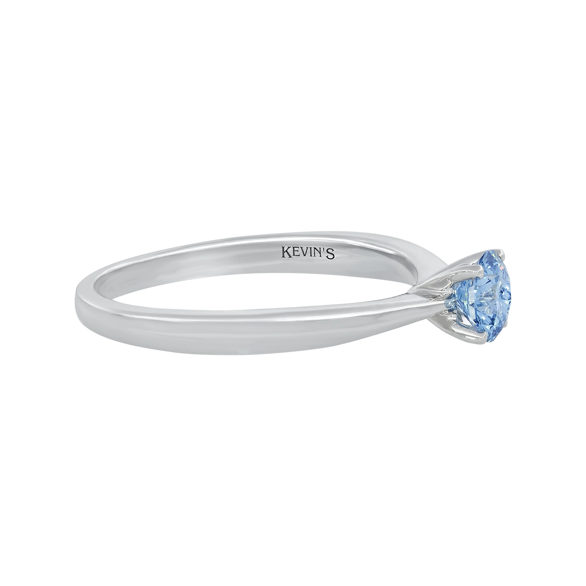 Anillo de compromiso solitario uñas, con diamante azul de laboratorio central redondo IGI de 0.50ct, oro tono blanco 18k, rodinado