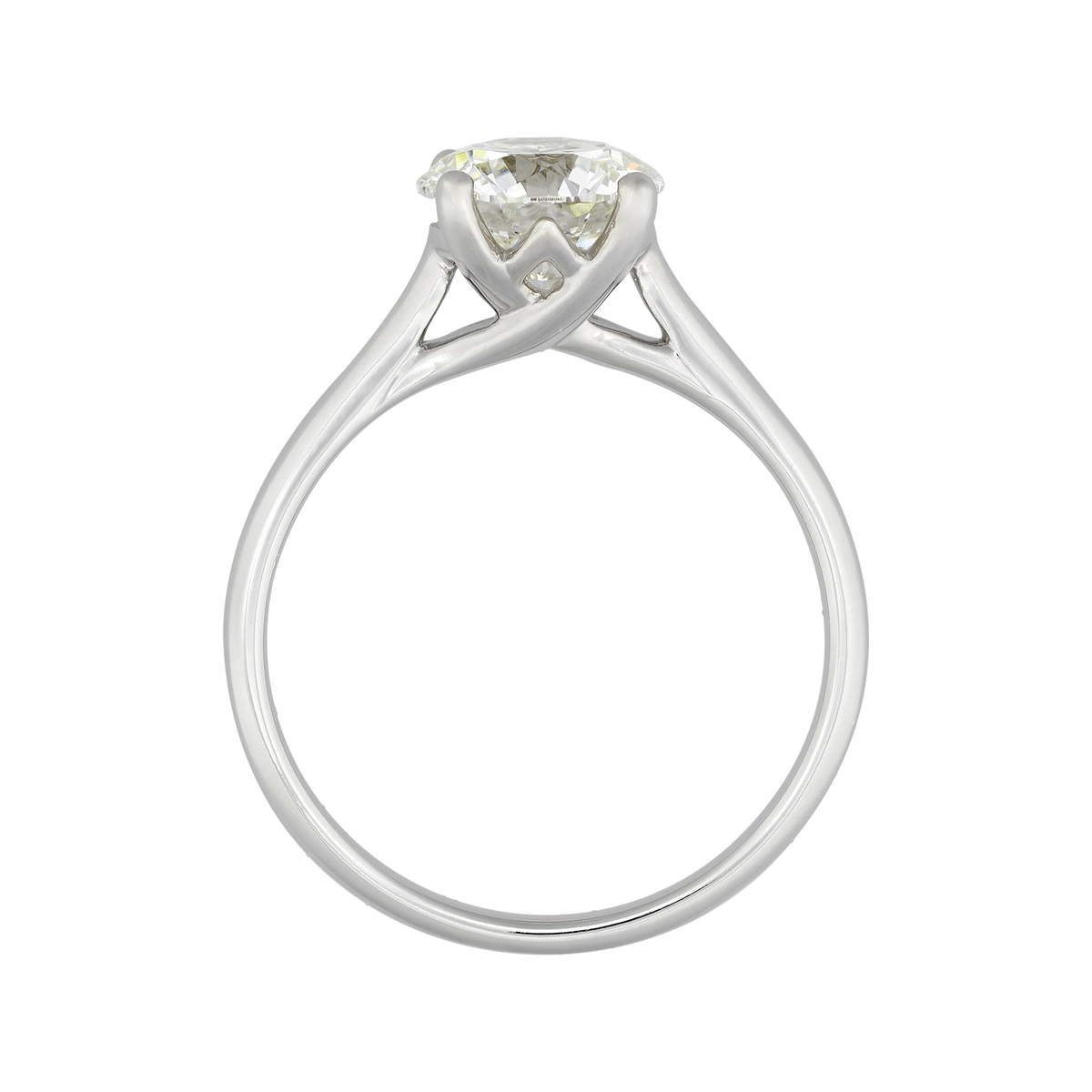 Anillo de compromiso solitario uñas, con diamante de laboratorio central redondo IGI de 2.00ct, oro tono blanco 18k, rodinado