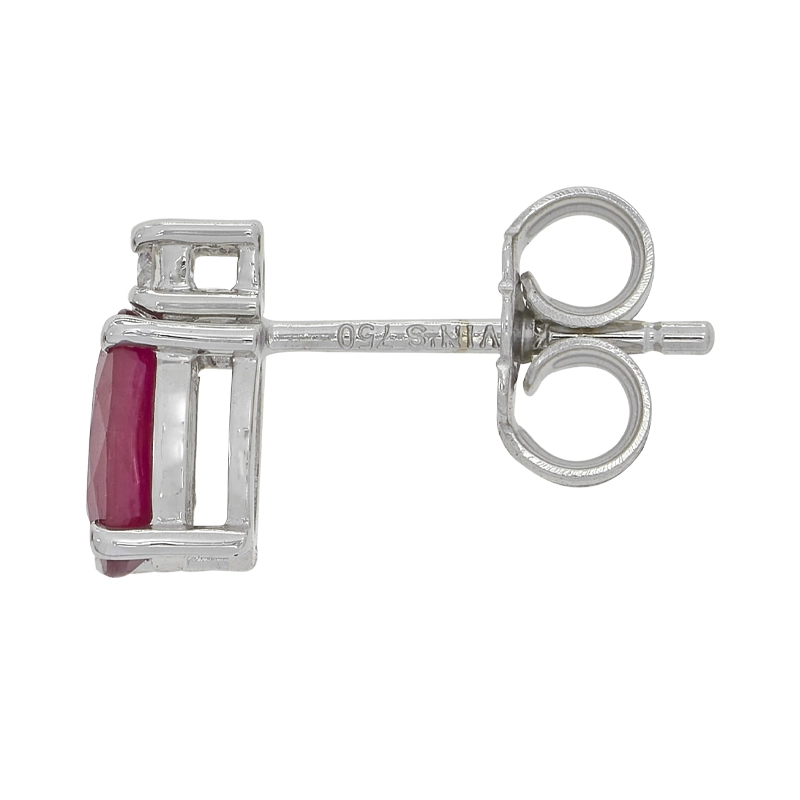 Topos en oro blanco de 18 Kilates, Uñas+decoración, con 2 rubís centrales de 1.00 Ct y decoración en diamantes de 0.06 Ct