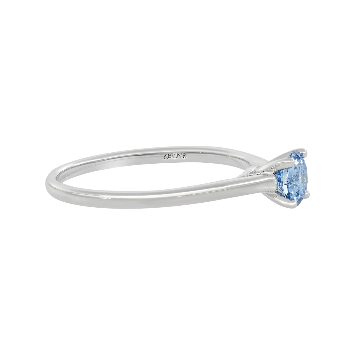 Anillo de compromiso solitario uñas, con diamante azul de laboratorio central redondo IGI de 0.50ct, oro tono blanco 18k, rodinado