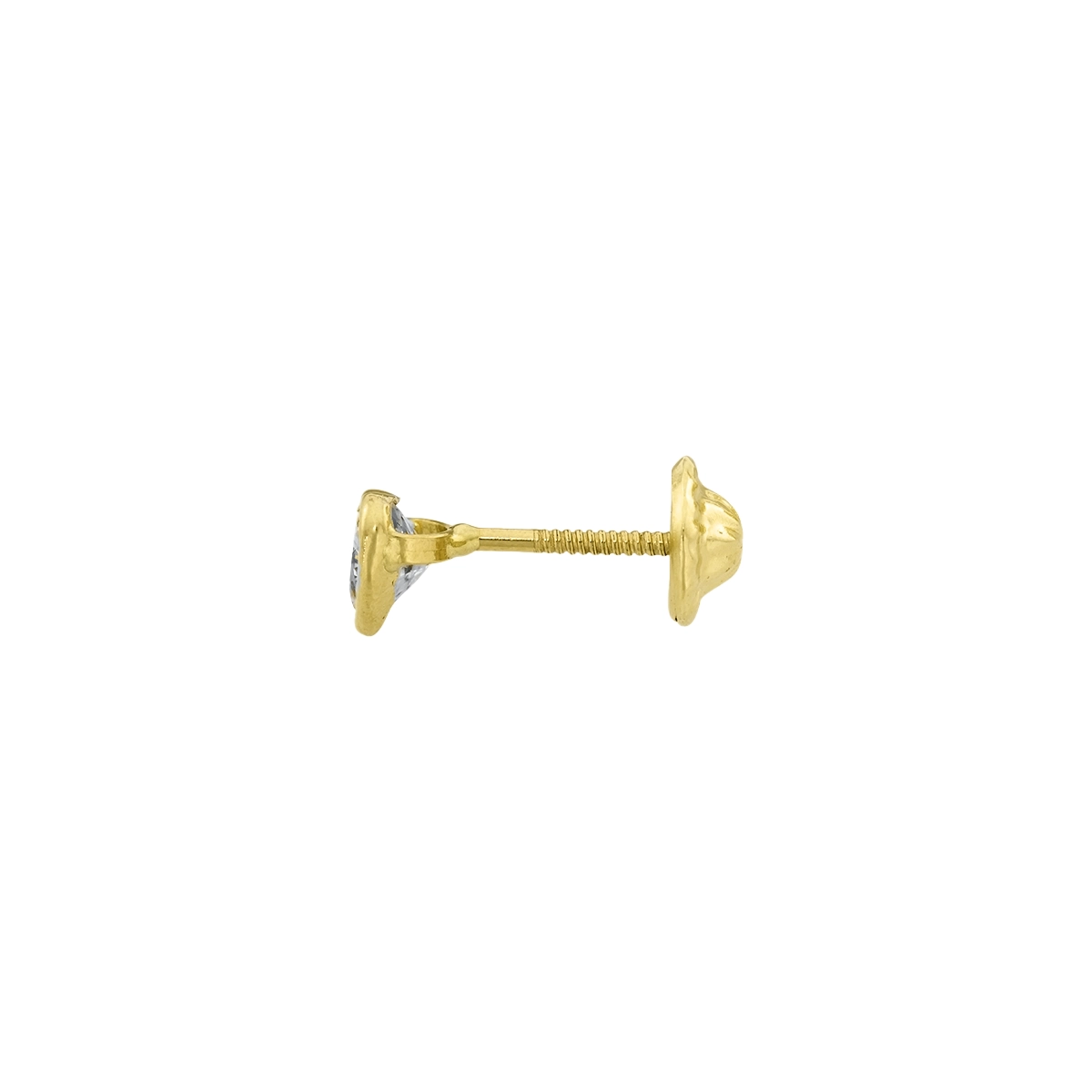 Topos studs en oro amarillo de 18 Kilates, Bisel, con zircones, 4 mm. de ancho
