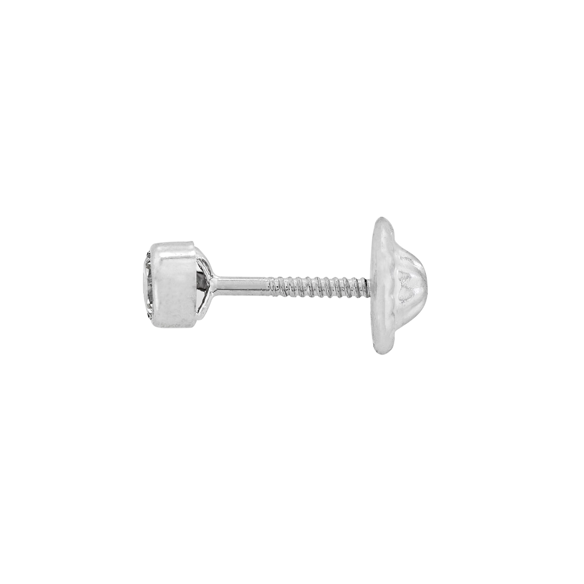 Topos studs en oro blanco de 18 Kilates, Bisel, con 2 zircones centrales, 3 mm. de ancho