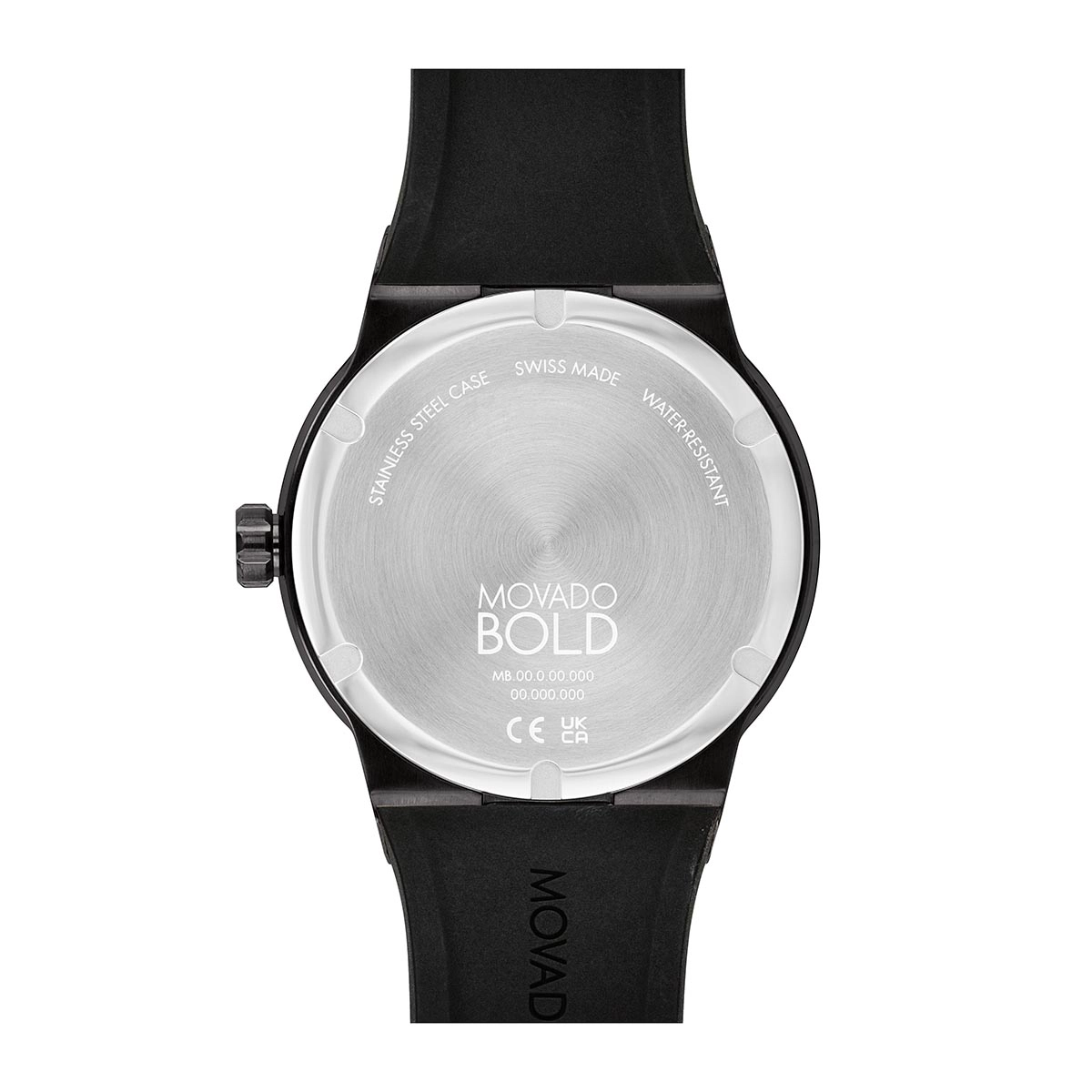 Reloj Movado análogo, para Hombre, tablero redondo color negro, estilo index, pulso silicona color negro, calendario