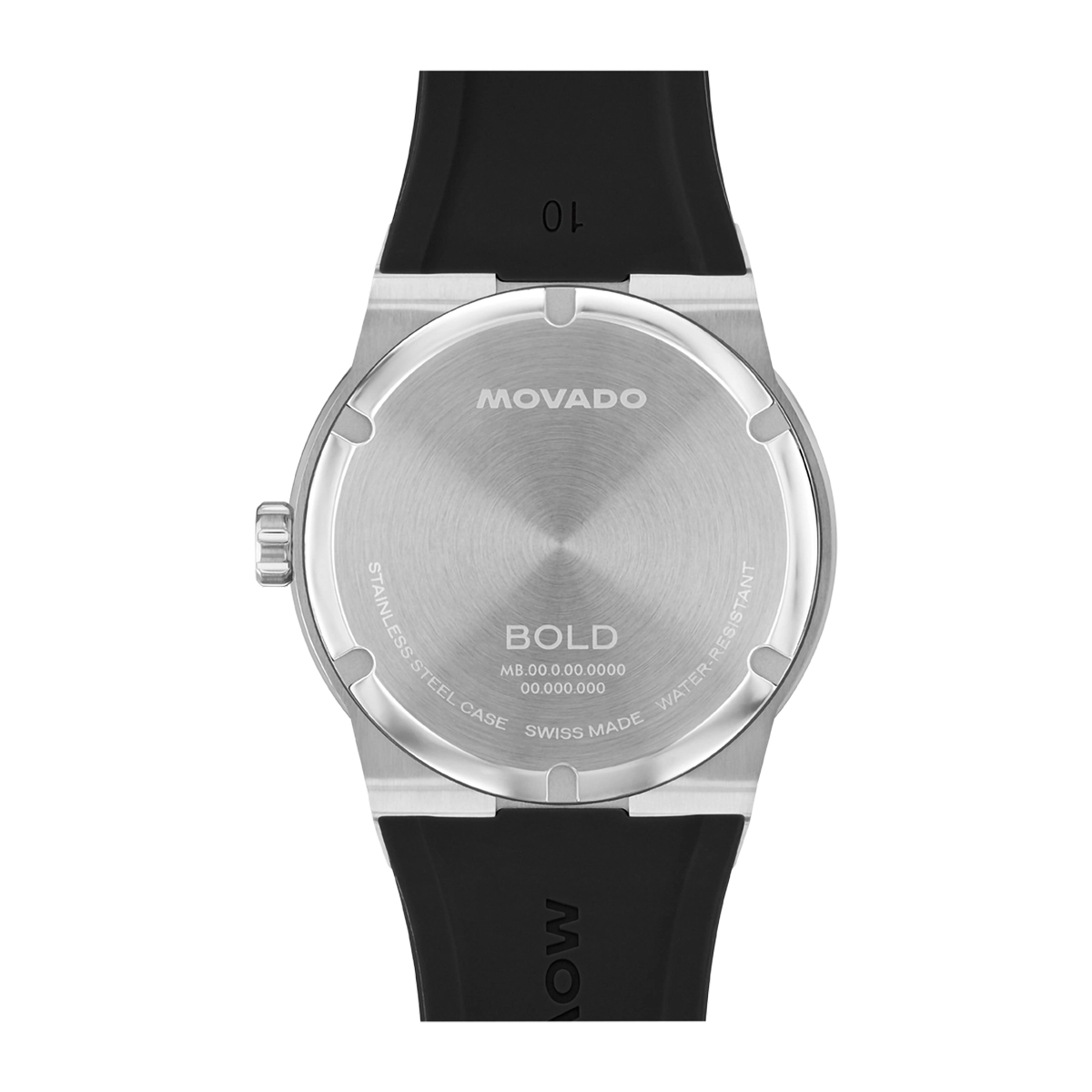 Reloj Movado análogo, para Hombre, tablero redondo color negro, estilo index, pulso silicona color negro, calendario