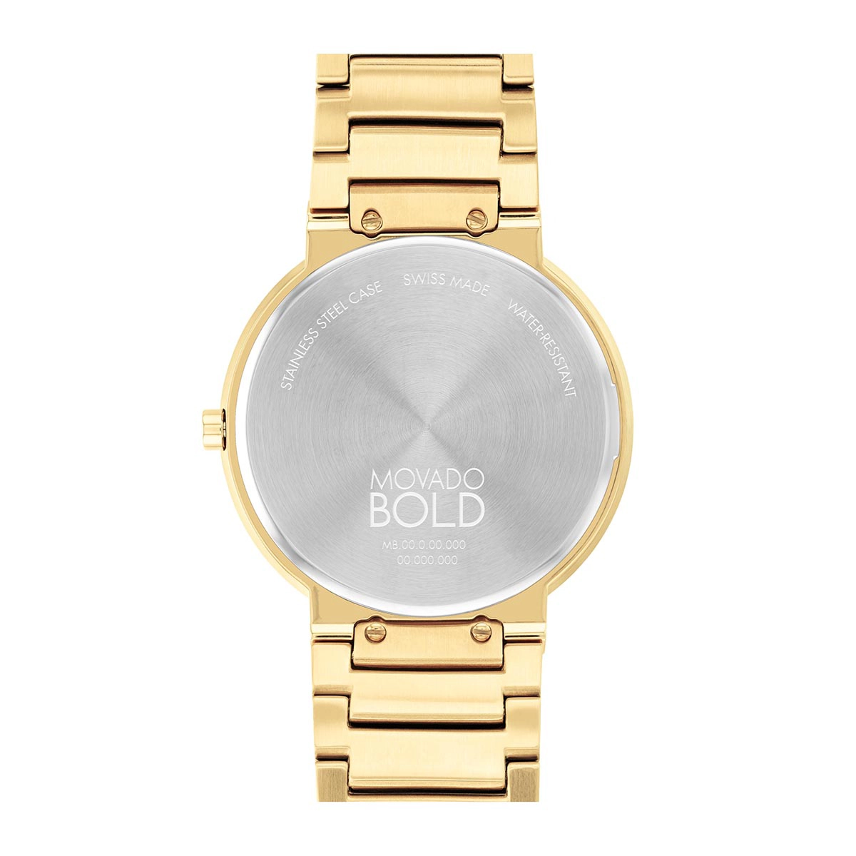 Reloj Movado análogo, para Hombre, tablero redondo color dorado, estilo index, pulso acero color dorado