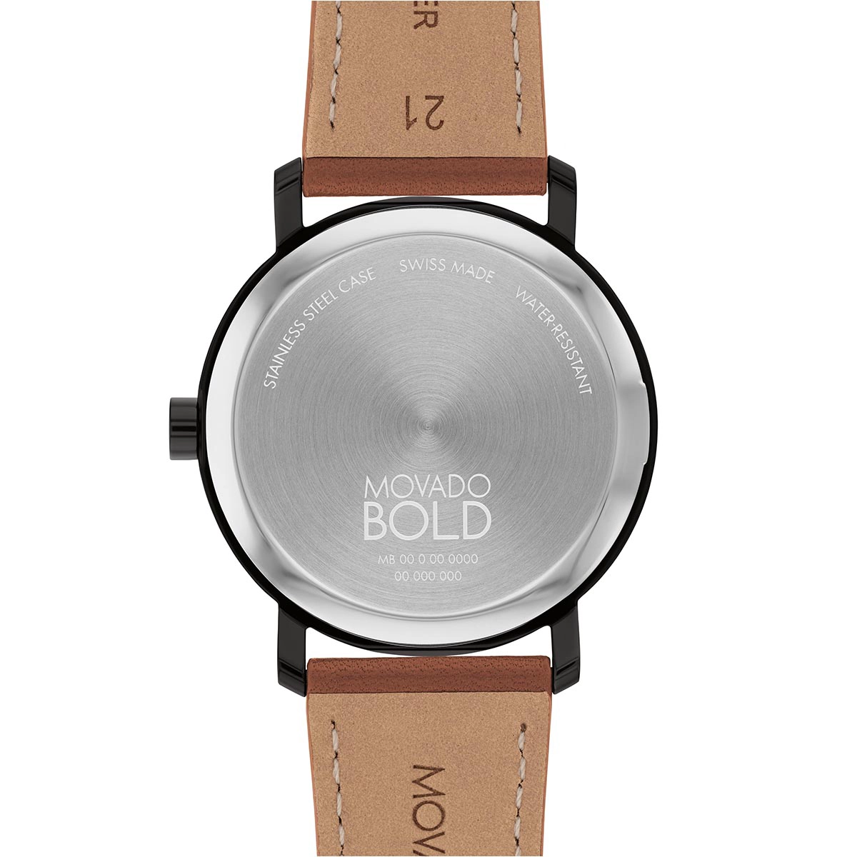 Reloj Movado análogo, para Hombre, tablero redondo colores negro y dorado, estilo sin números, pulso cuero color café