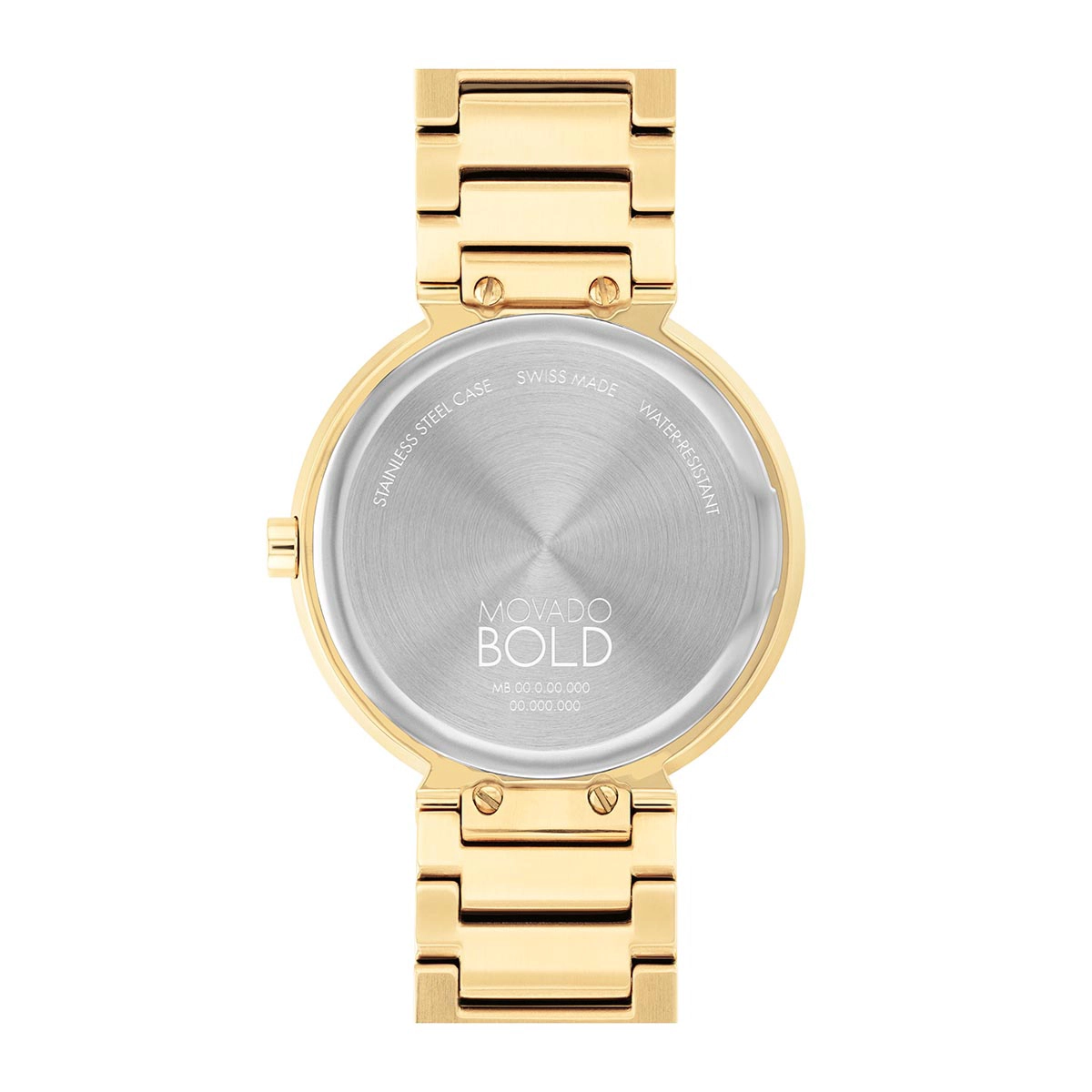 Reloj Movado análogo, para Dama, tablero redondo color dorado, estilo index, pulso acero color dorado