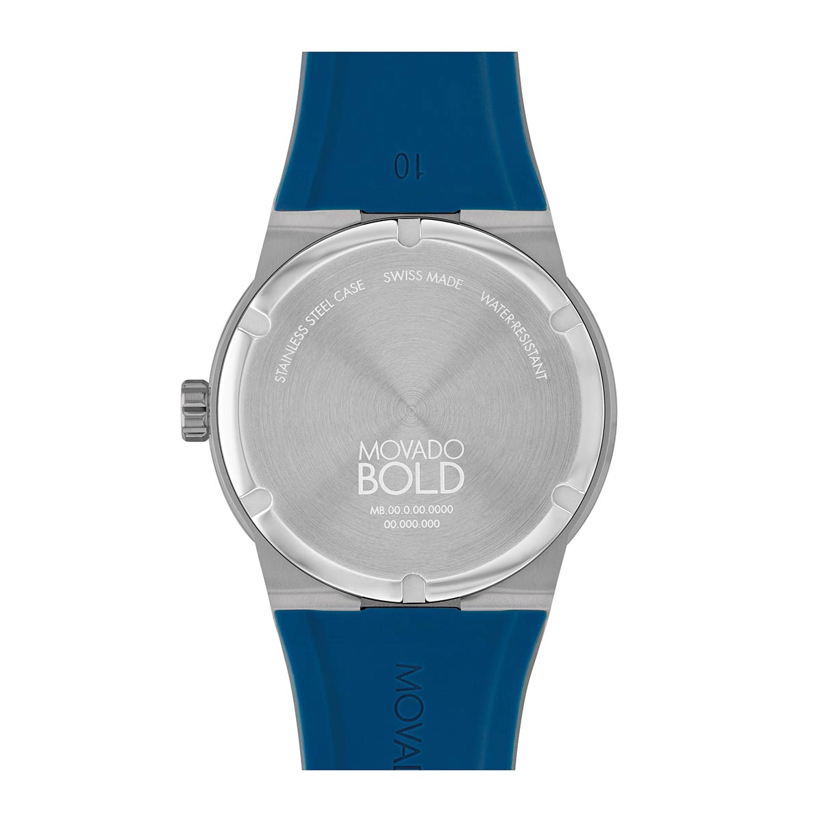 Reloj Movado análogo, para Hombre, tablero redondo color azul, estilo index, pulso silicona color azul, calendario