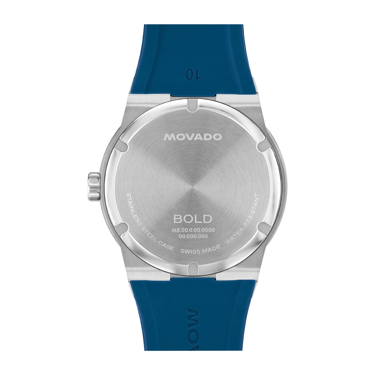 Reloj Movado análogo, para Hombre, tablero redondo color azul, estilo index, pulso silicona color azul, calendario