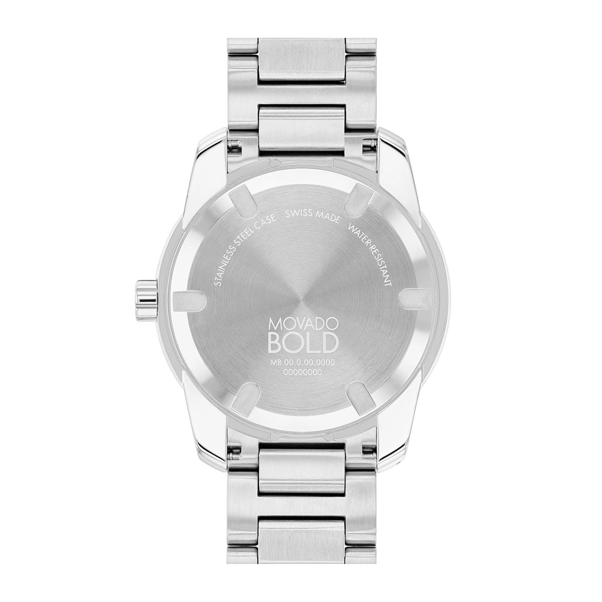 Reloj Movado análogo, para Hombre, tablero redondo color gris, estilo index, pulso acero color plateado, calendario