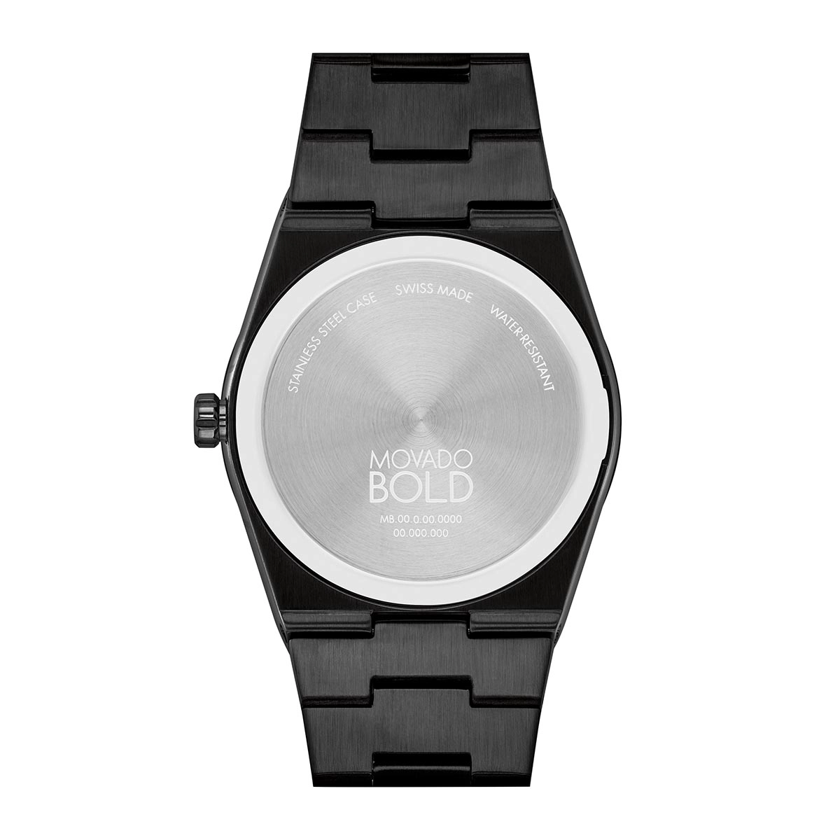 Reloj Movado análogo, para Hombre, tablero redondo color gris, estilo index, pulso acero color negro, calendario