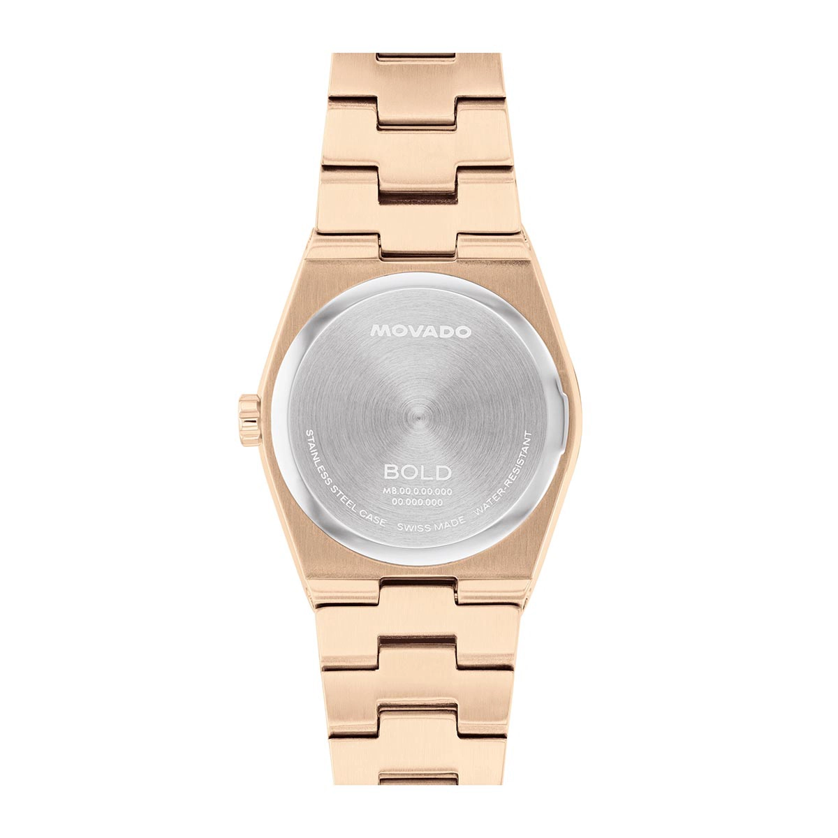 Reloj Movado análogo, para Dama, tablero redondo color rosa, estilo index, pulso acero color rosa
