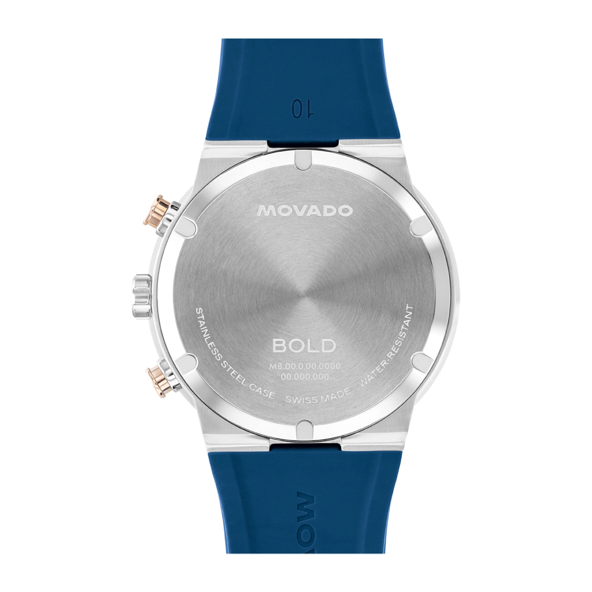 Reloj Movado análogo, para Hombre, tablero redondo color azul, estilo index, pulso silicona color azul, calendario, cronografo