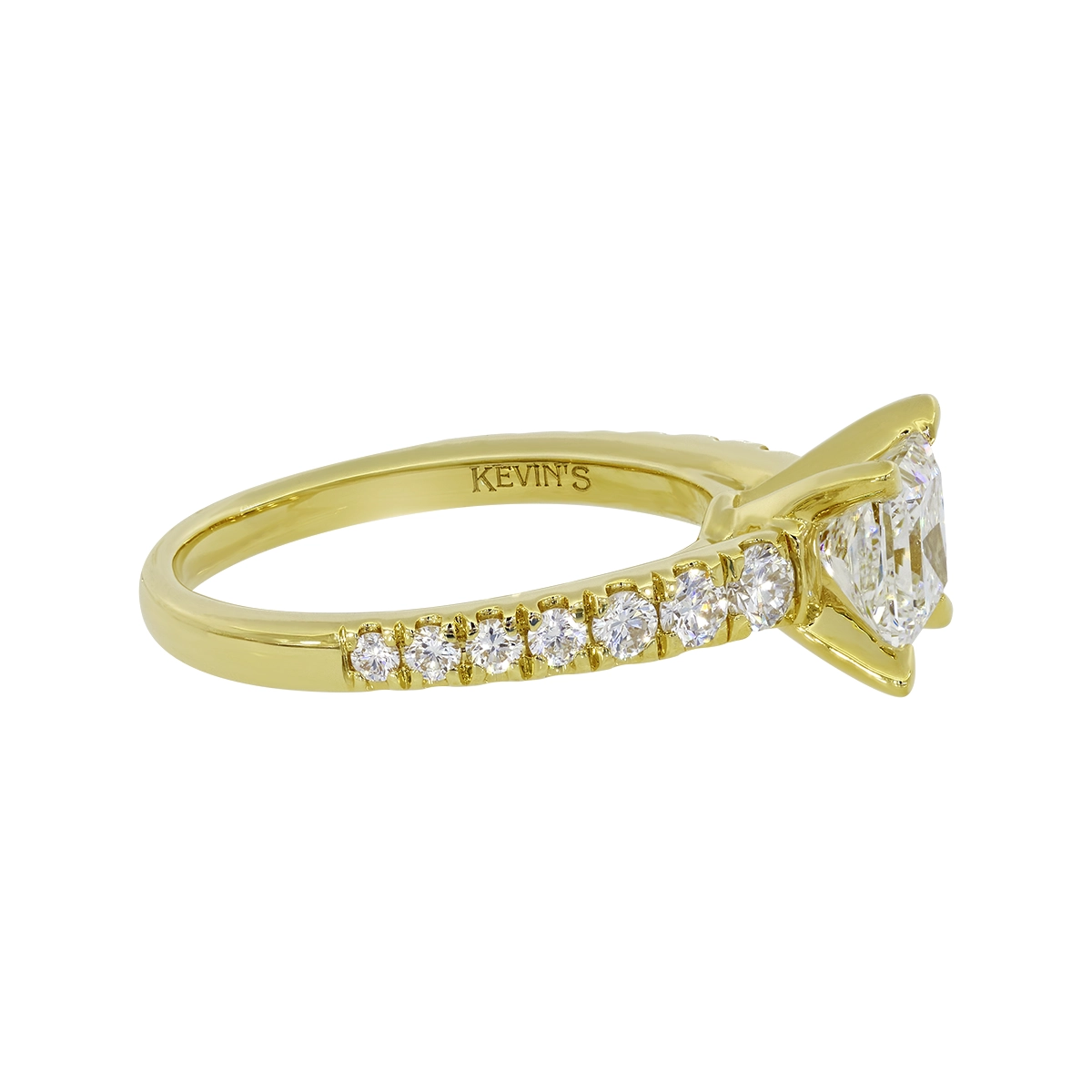 Anillo de compromiso con diamante de laboratorio central princess IGI de 1.00ct y decoración en diamantes de laboratorio, oro tono amarillo 18k