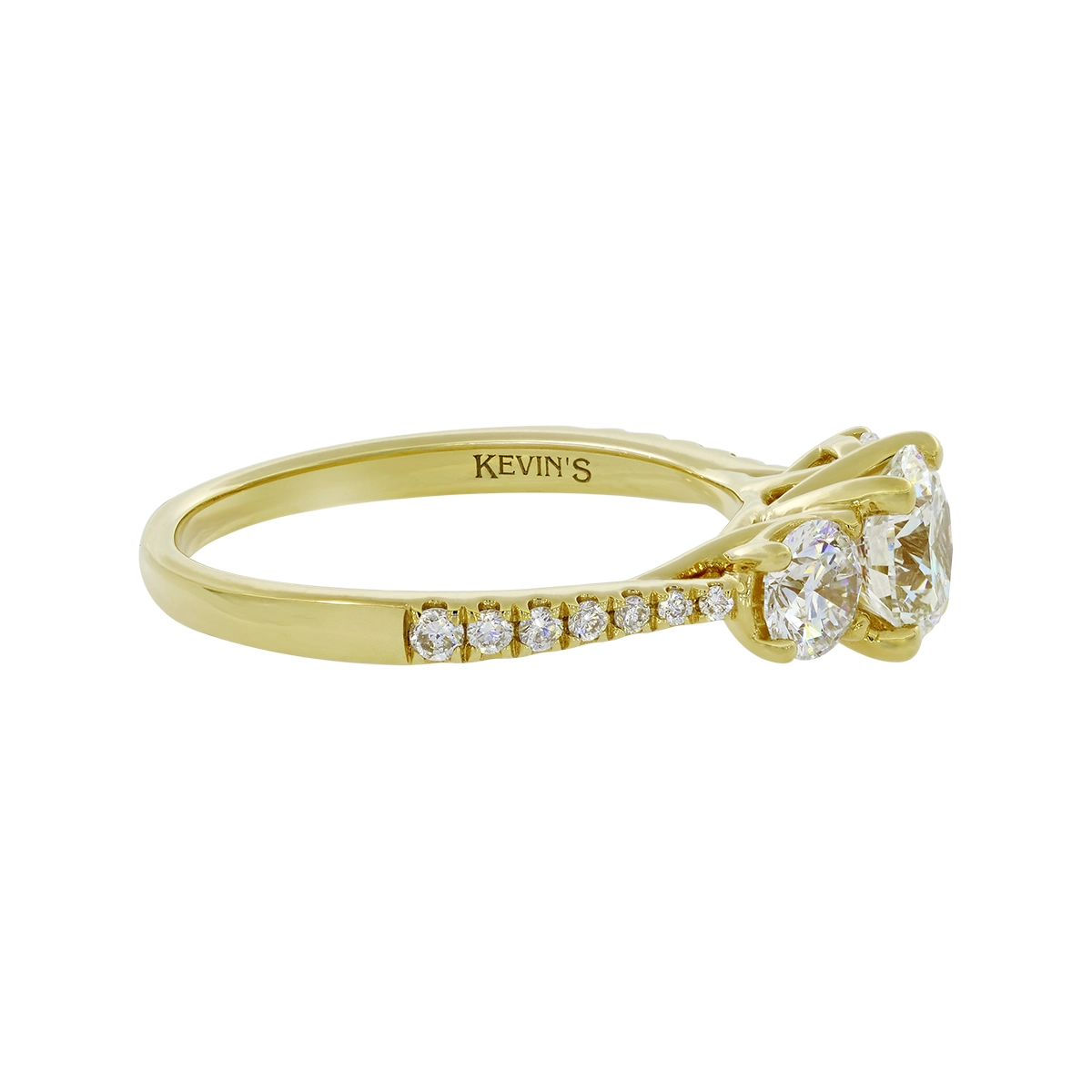 Anillo de compromiso con diamante de laboratorio central redondo IGI de 1.00ct y decoración en diamantes de laboratorio, oro tono amarillo 18k