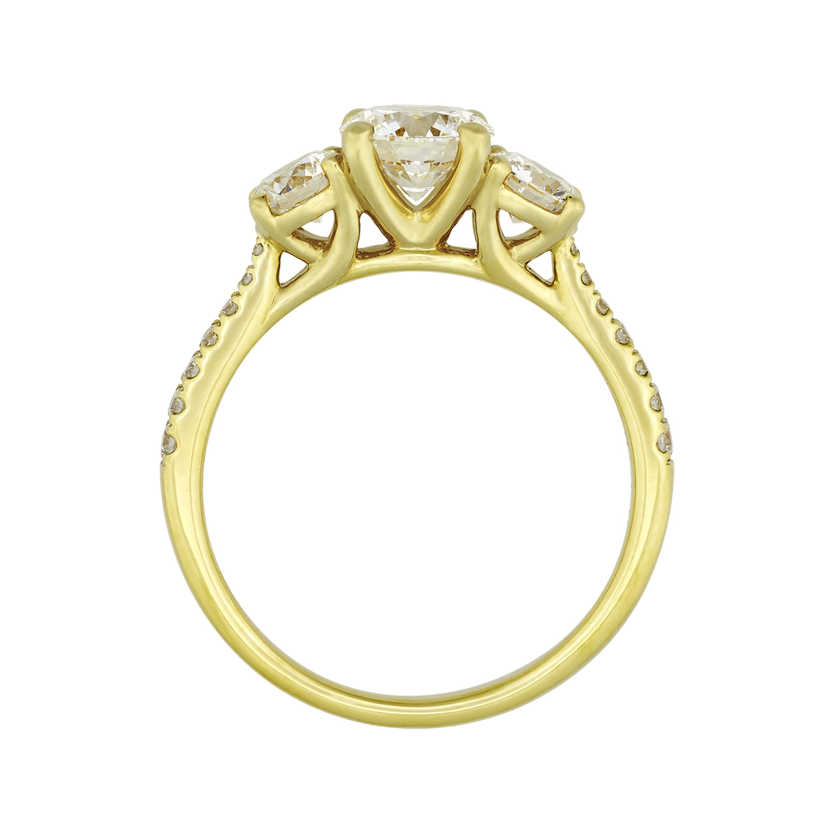 Anillo de compromiso con diamante de laboratorio central redondo IGI de 1.00ct y decoración en diamantes de laboratorio, oro tono amarillo 18k