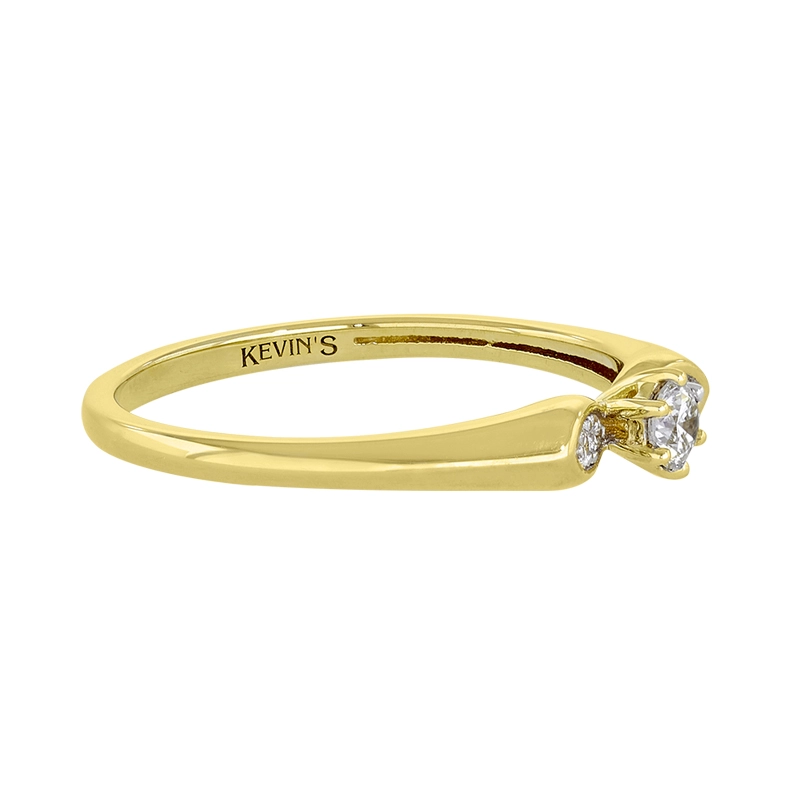 Anillo de compromiso con diamante central redondo de 0.09ct y decoración en diamantes, oro 2 tonos 18k, rodinado