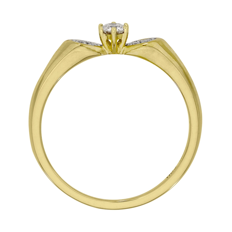 Anillo de compromiso con diamante central redondo de 0.09ct y decoración en diamantes, oro 2 tonos 18k, rodinado