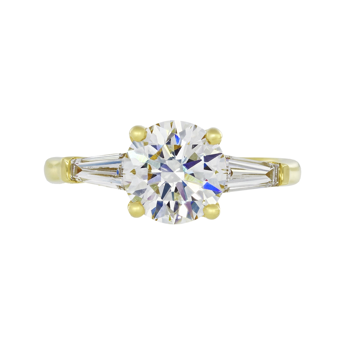 Anillo de compromiso con diamante de laboratorio central redondo IGI de 2.00ct y decoración en diamantes de laboratorio, oro tono amarillo 18k