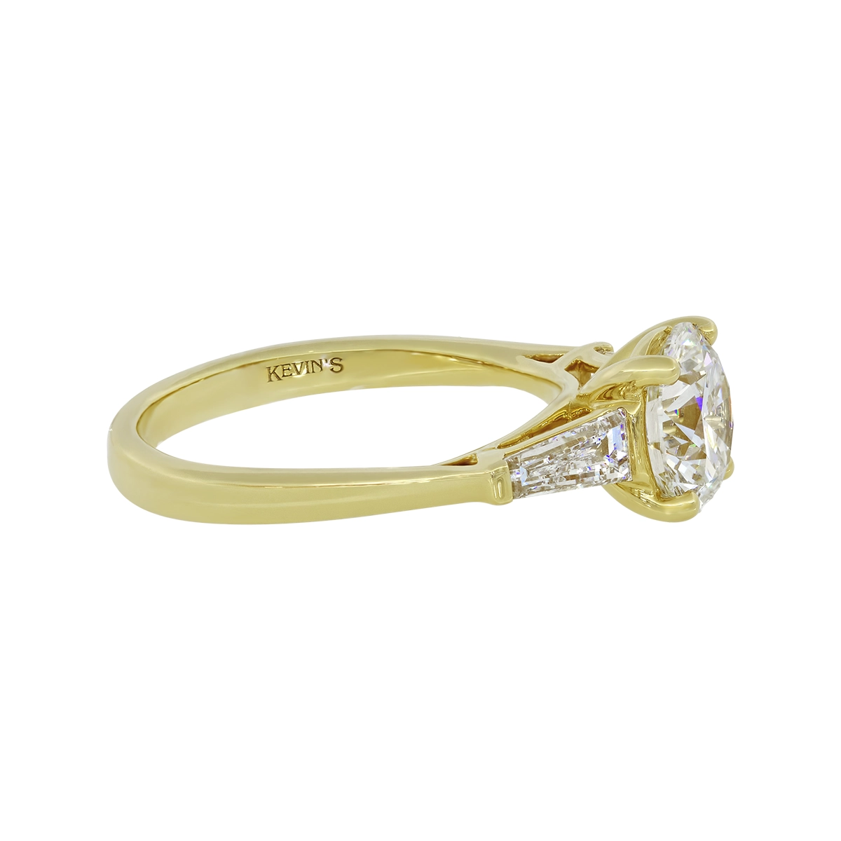 Anillo de compromiso con diamante de laboratorio central redondo IGI de 2.00ct y decoración en diamantes de laboratorio, oro tono amarillo 18k