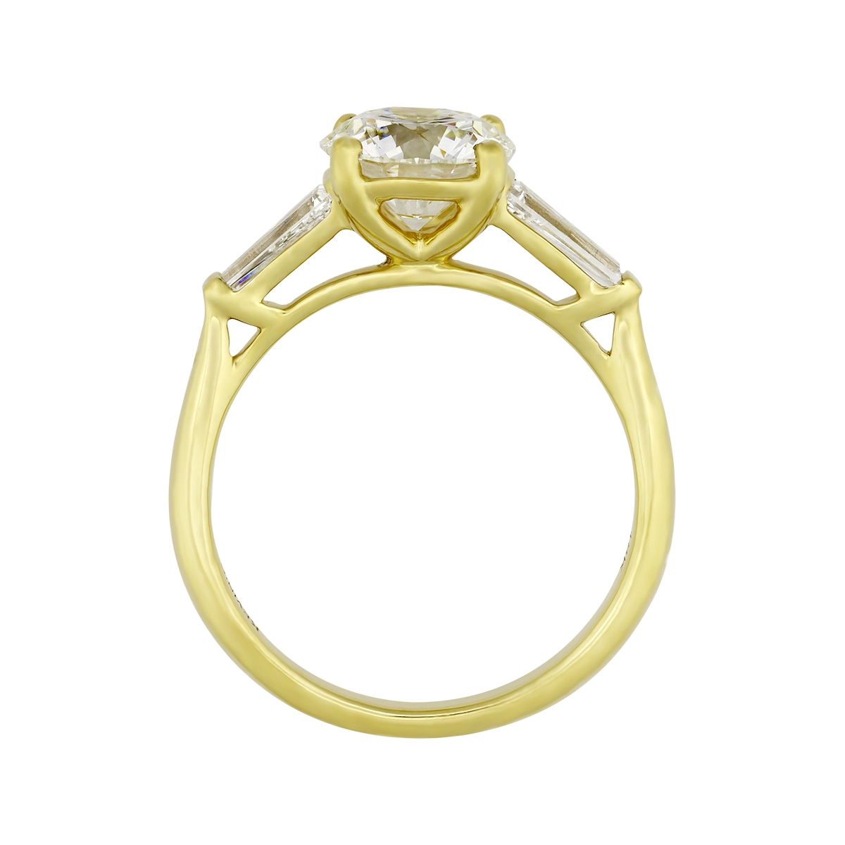 Anillo de compromiso con diamante de laboratorio central redondo IGI de 2.00ct y decoración en diamantes de laboratorio, oro tono amarillo 18k
