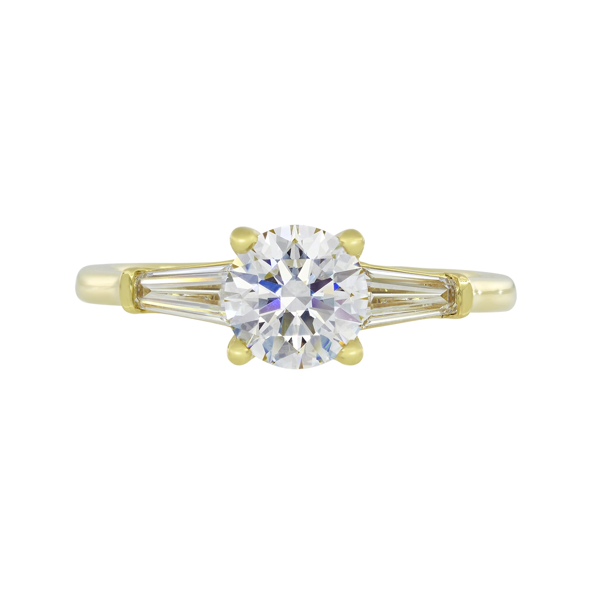 Anillo de compromiso con diamante de laboratorio central redondo IGI de 1.00ct y decoración en diamantes de laboratorio, oro tono amarillo 18k