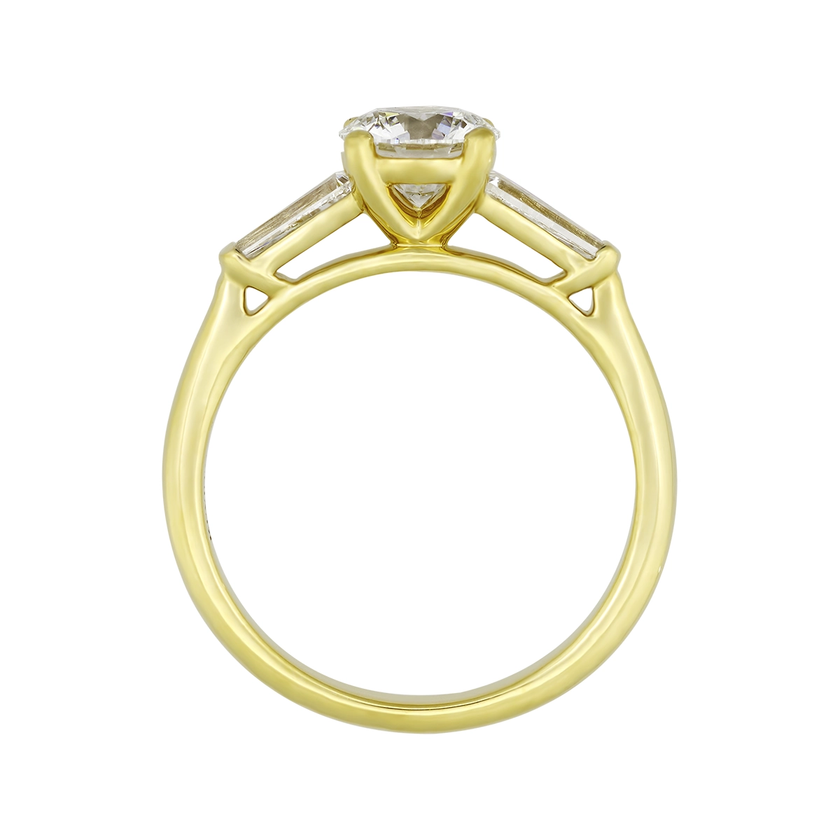 Anillo de compromiso con diamante de laboratorio central redondo IGI de 1.00ct y decoración en diamantes de laboratorio, oro tono amarillo 18k