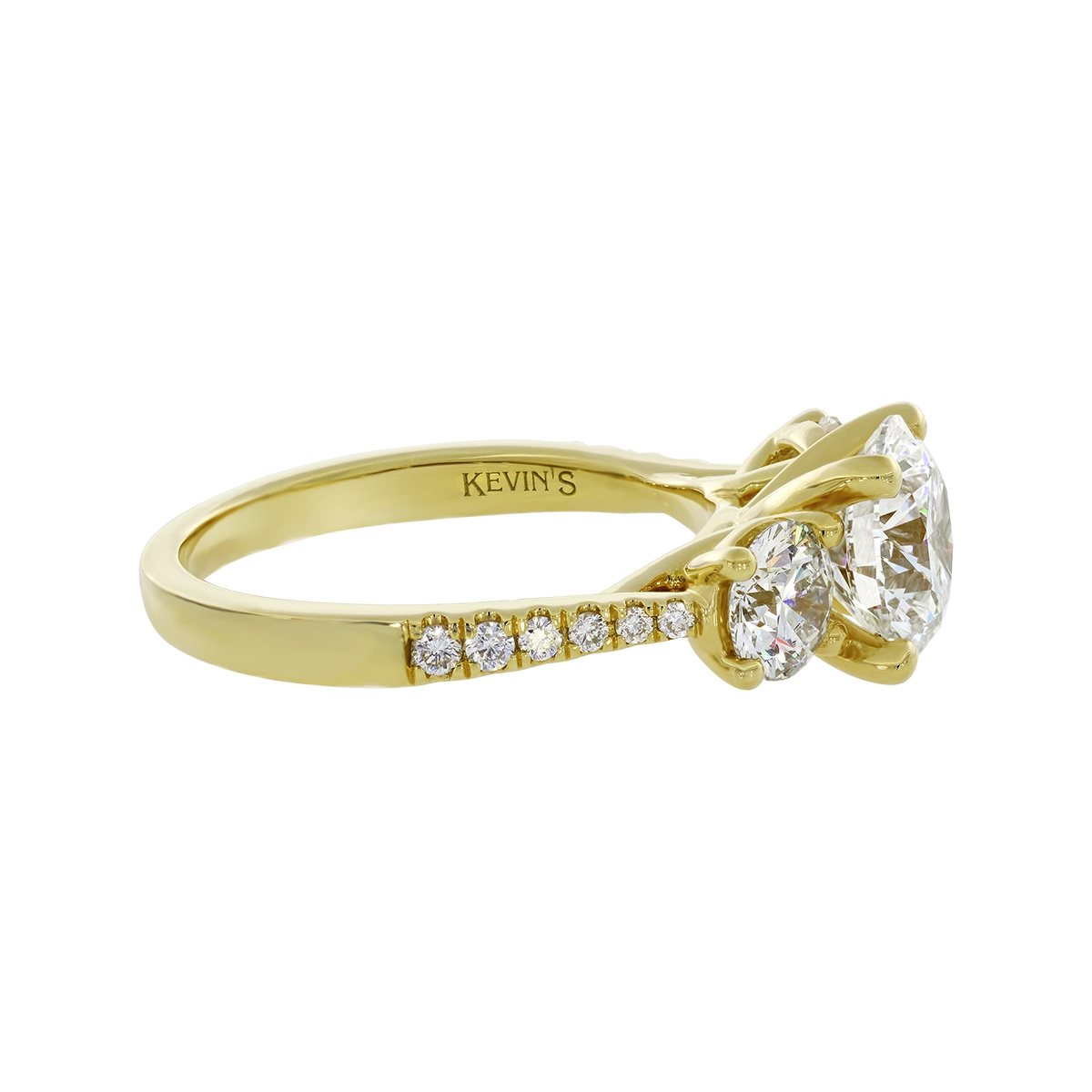 Anillo de compromiso con diamante de laboratorio central redondo IGI de 2.00ct y decoración en diamantes de laboratorio, oro tono amarillo 18k