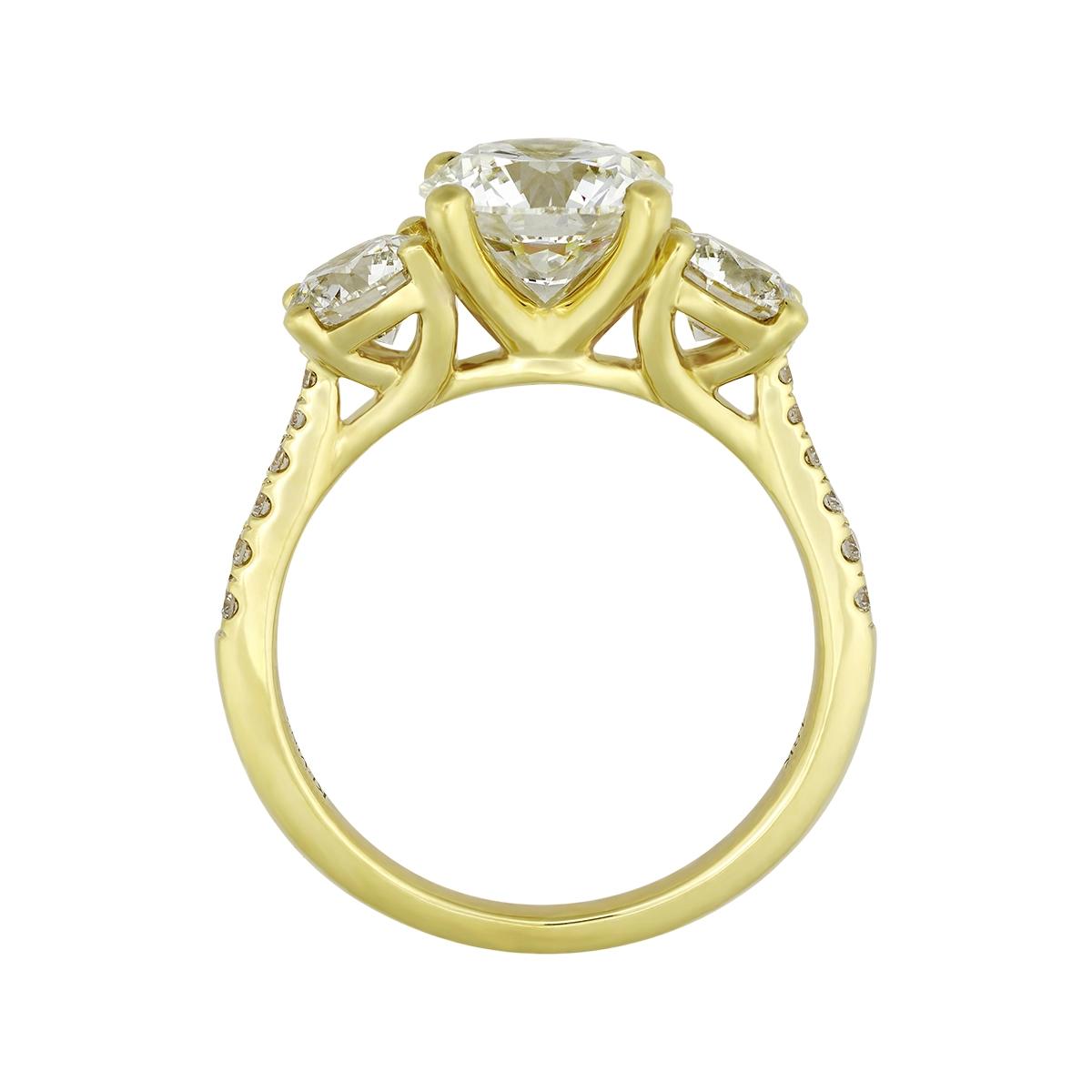 Anillo de compromiso con diamante de laboratorio central redondo IGI de 2.00ct y decoración en diamantes de laboratorio, oro tono amarillo 18k
