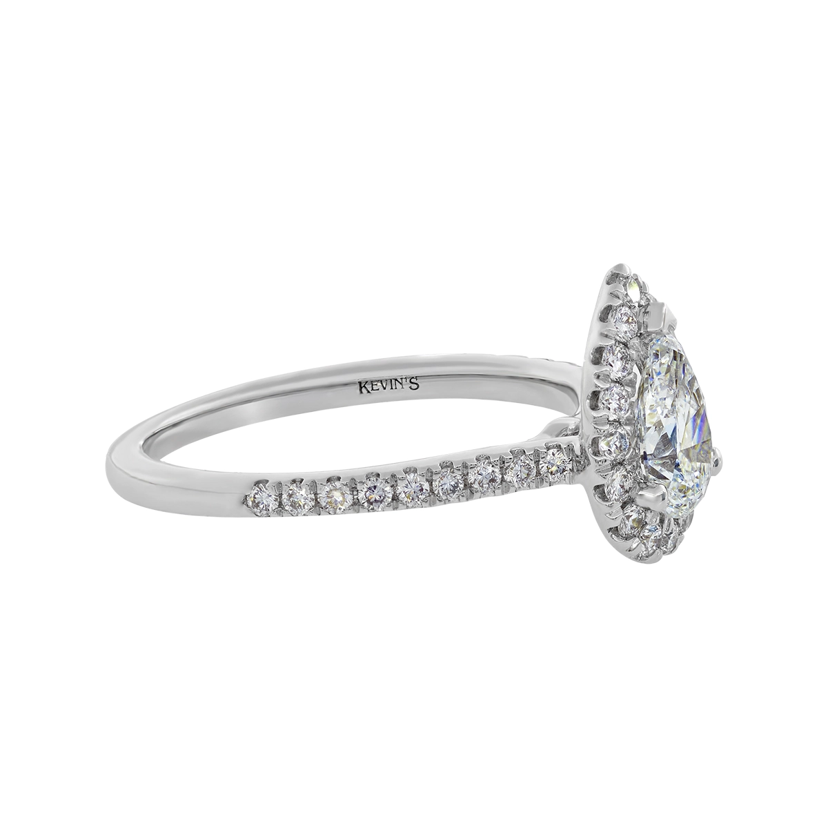Anillo de compromiso halo pera, con diamante de laboratorio central pera IGI de 0.75ct y decoración en diamantes de laboratorio, oro tono blanco 18k, rodinado