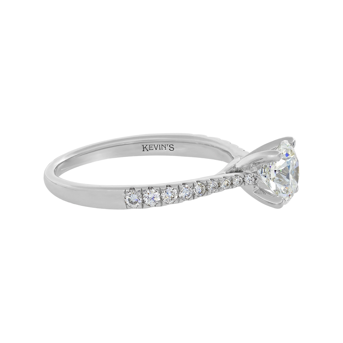 Anillo de compromiso con diamante de laboratorio central redondo IGI de 1.00ct y decoración en diamantes de laboratorio, oro tono blanco 18k, rodinado