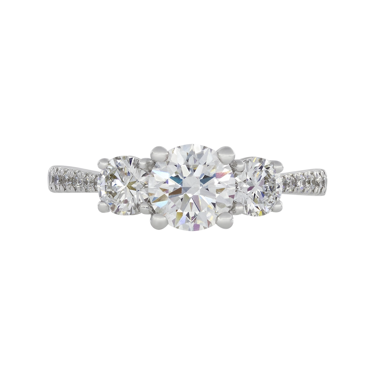 Anillo de compromiso con diamante de laboratorio central redondo IGI de 1.00ct y decoración en diamantes de laboratorio, oro tono blanco 18k, rodinado